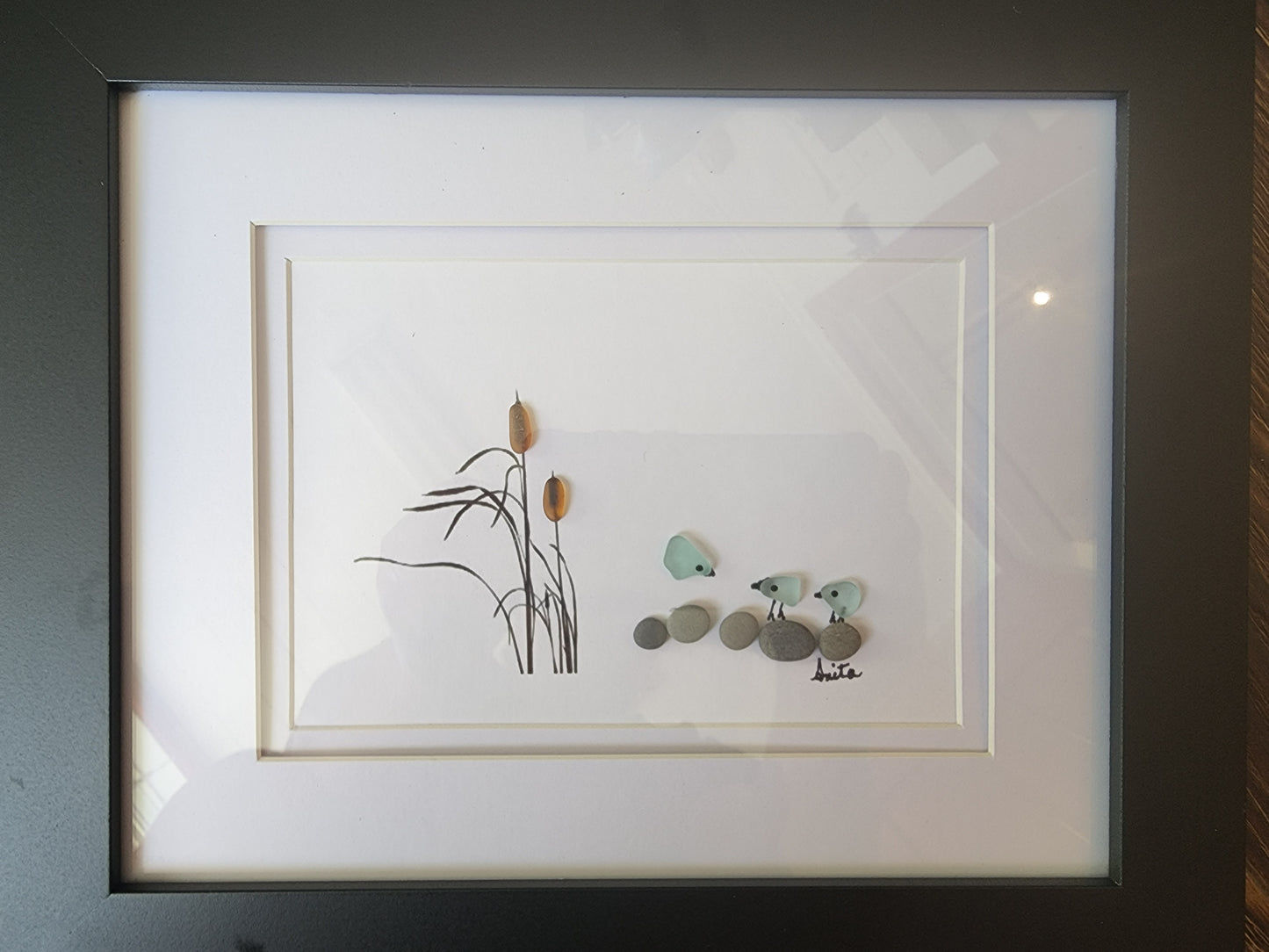Souris By The Seaglass - Framed Seaglass