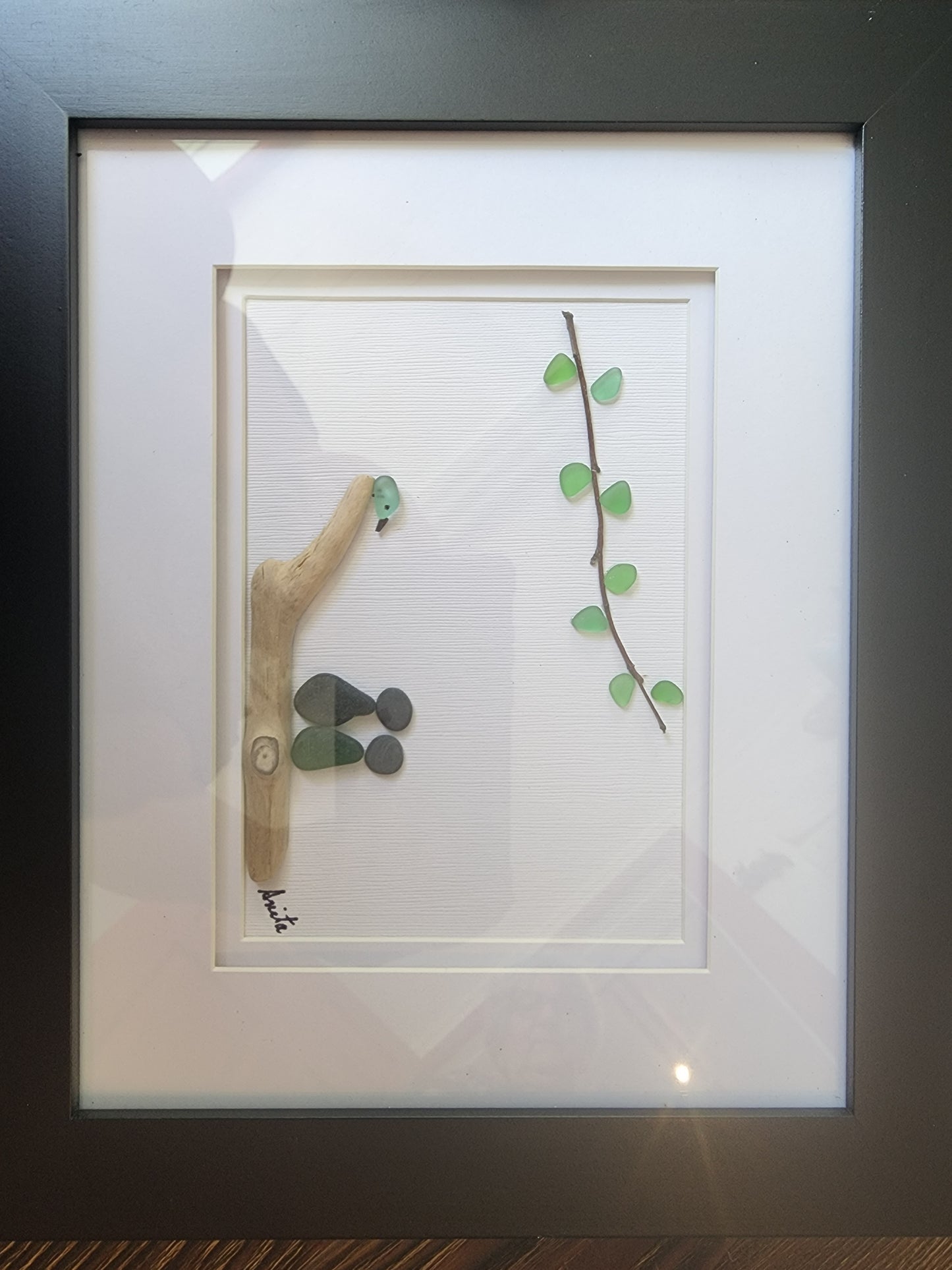 Souris By The Seaglass - Framed Seaglass