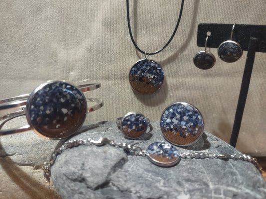 Seaside Stainless Steel Designer Mussel & Sand Jewelry