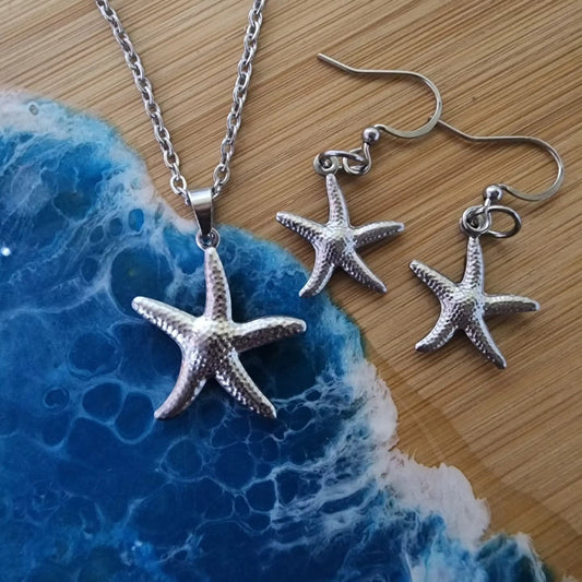 Starfish with Beach Sand & Precious Beads Collection - Stainless Steel