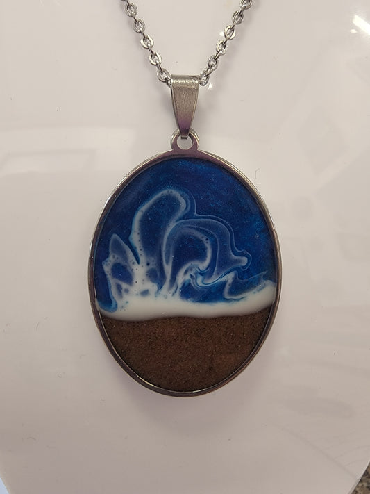 Seaside Stainless Steel Designer Ocean Scene Pendants with Beach Sand